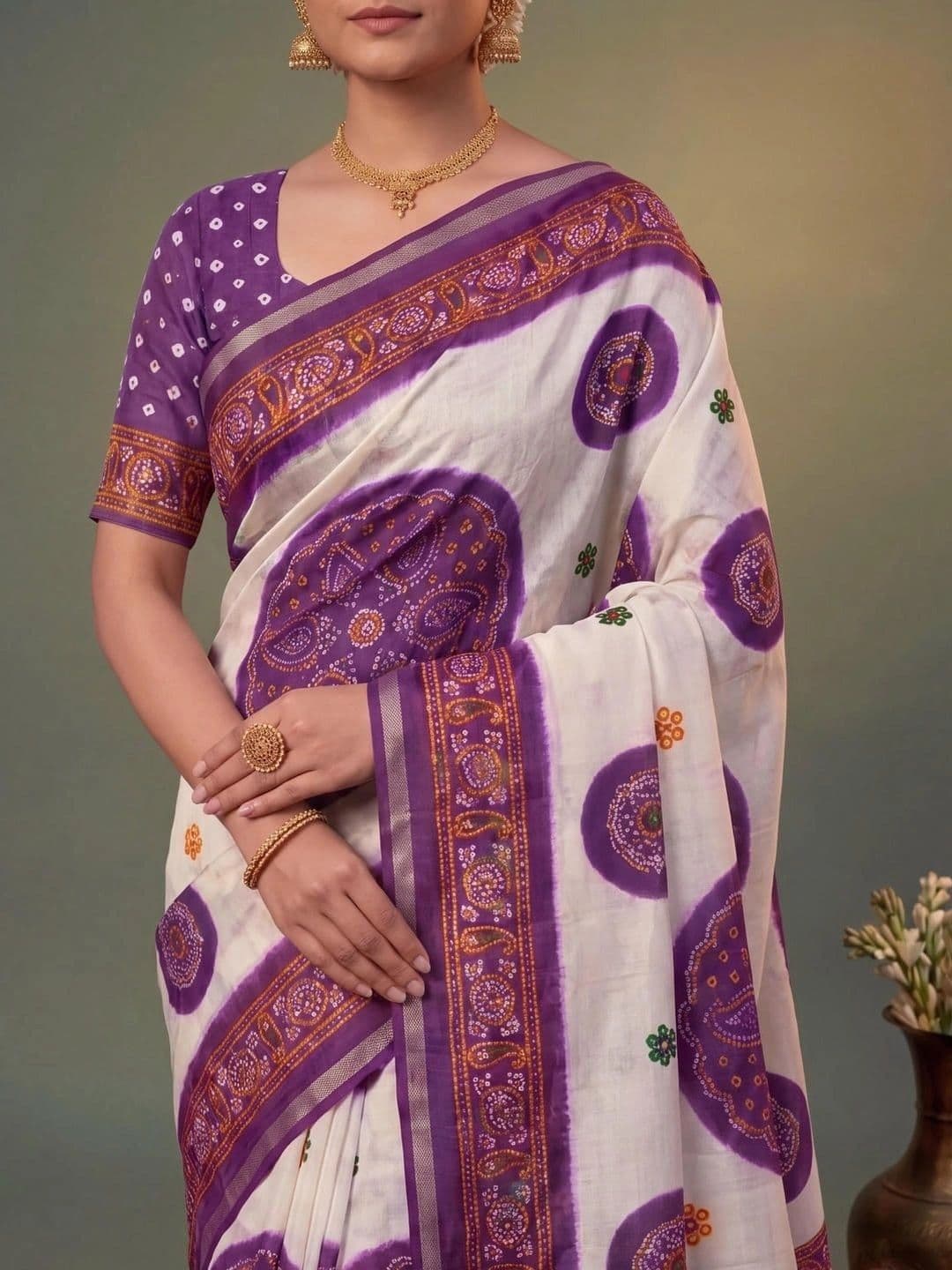 SAMANTHA Ethnic Motifs Zari Silk Blend Saree thumbnail 5