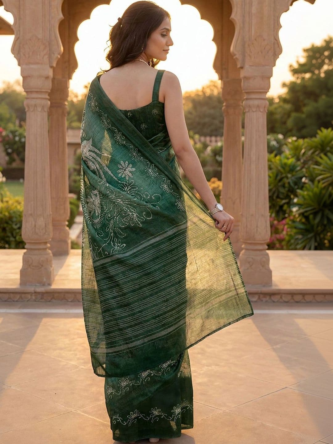KALINI Floral Embroidered Fusion Saree thumbnail 5