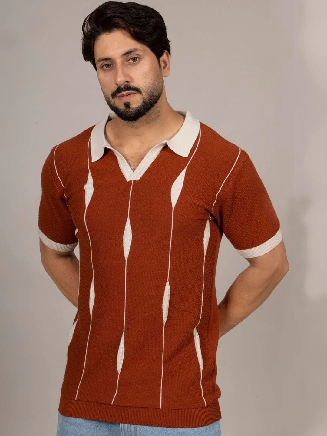 CHOKRA Men Striped Polo Collar T-shirt - view 1