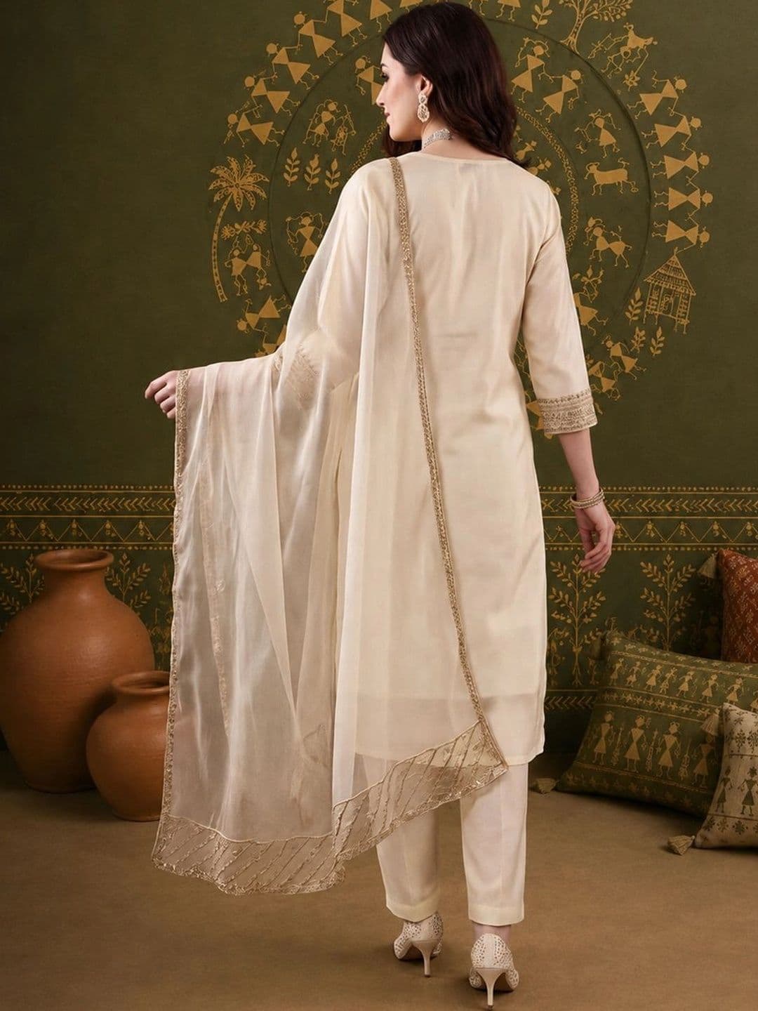 Anouk Women Ethnic Motifs Embroidered Regular Kurta with Trousers & With Dupatta thumbnail 2