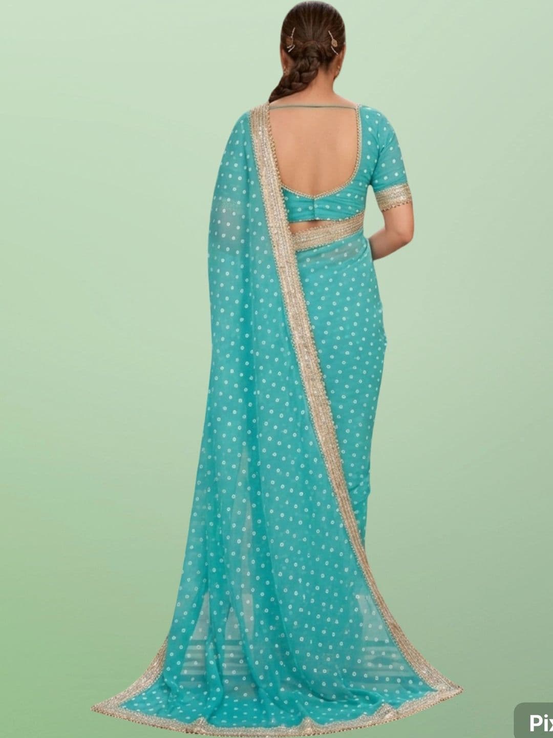 shreecre Embellished Pure Georgette Saree thumbnail 4