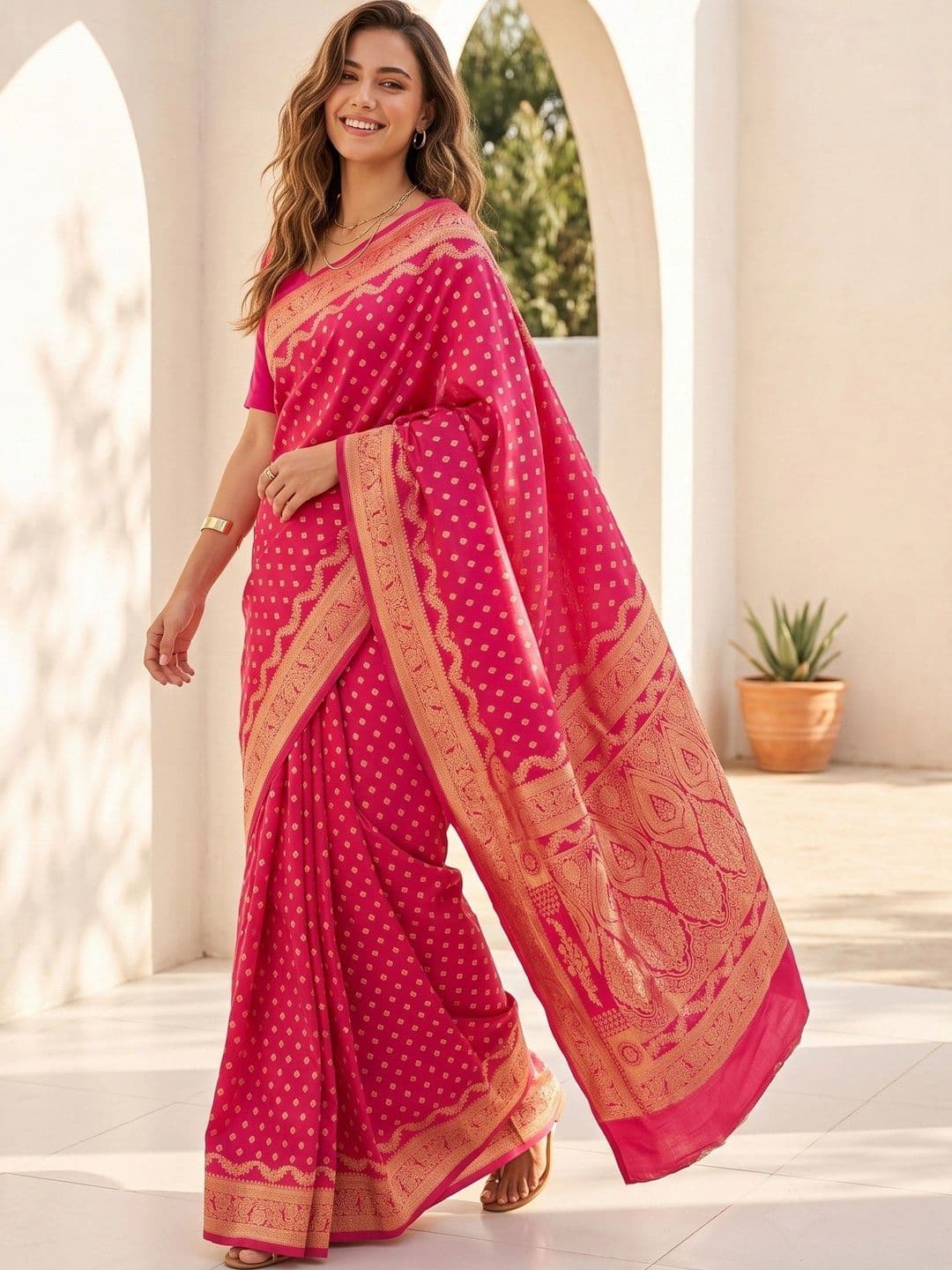 ROOP RADHIKA Woven Design Zari Silk Blend Designer Banarasi Saree thumbnail 6