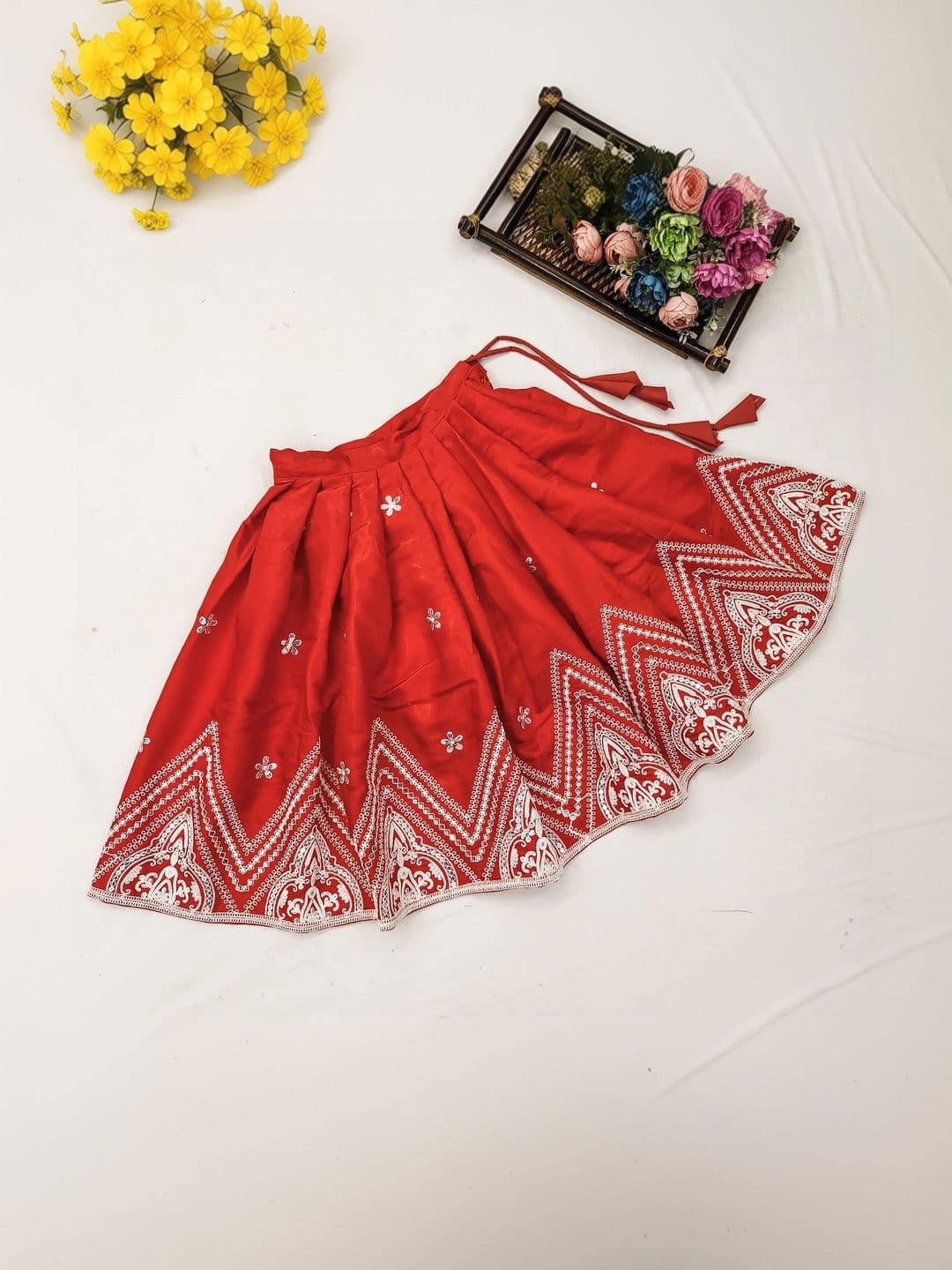 Sangria Girls Embroidered Thread Work Ready to Wear Lehenga & thumbnail 6