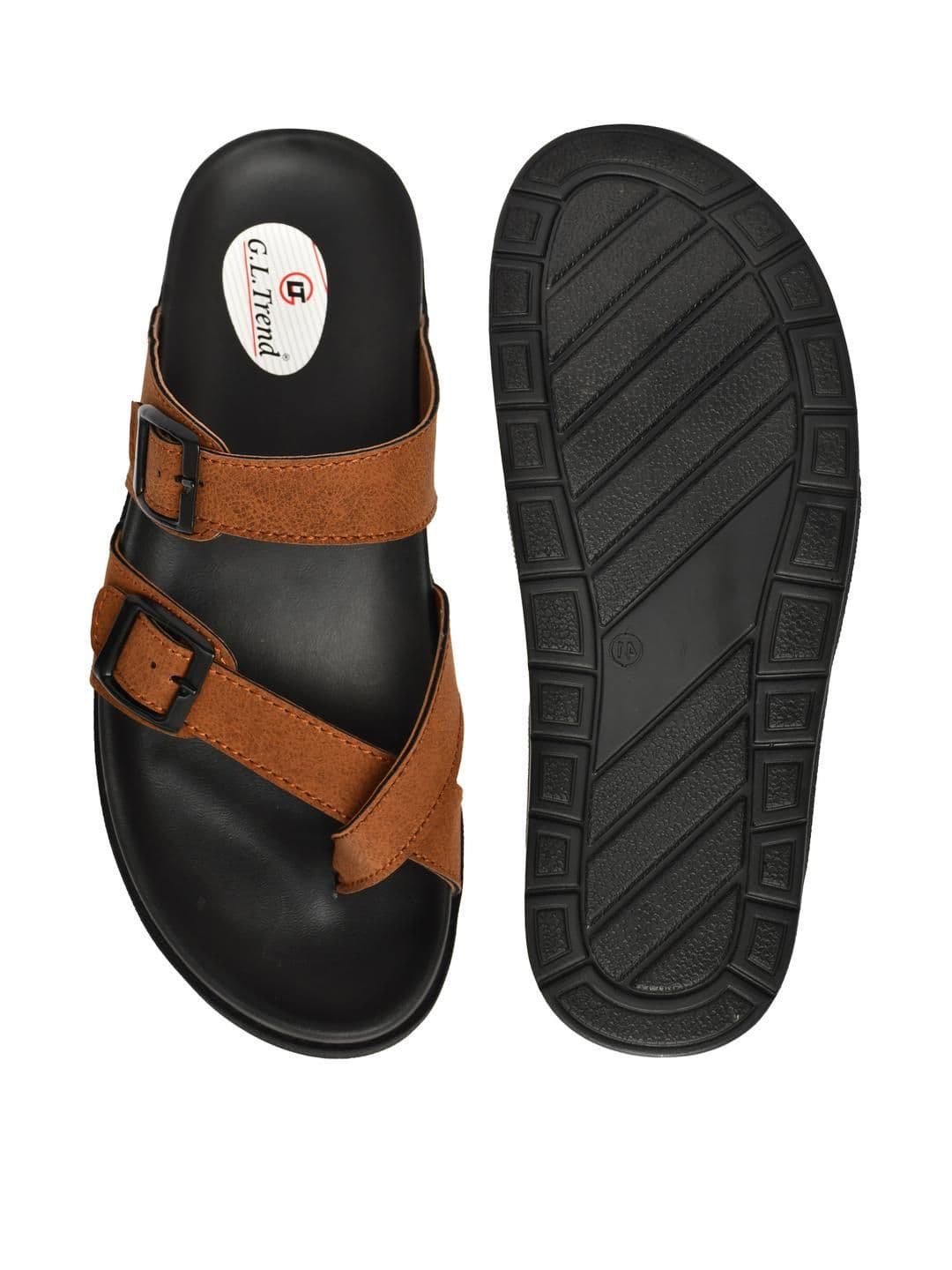 G L Trend Men Tan Leather Casual Comfort Orthopedic Slip-On Sandals thumbnail 4