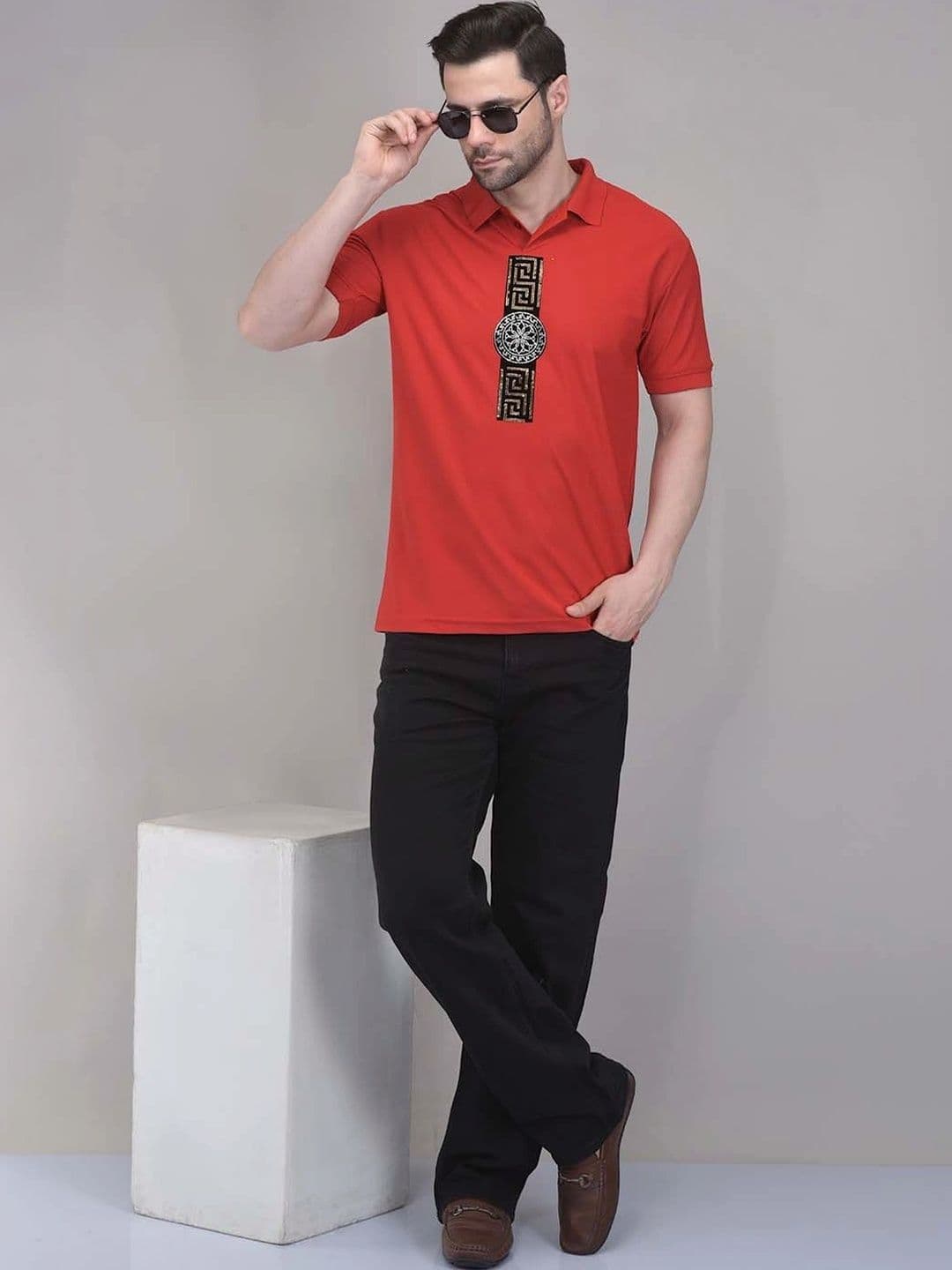LUXEMODA Men Printed Polo Collar T-shirt thumbnail 5
