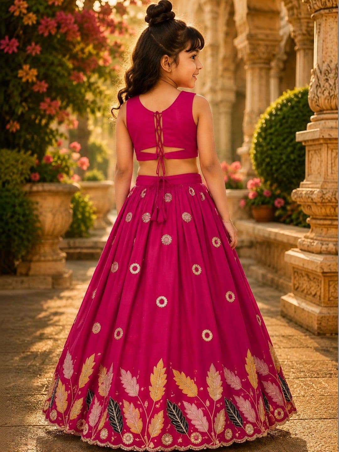 Sangria Girls Embellished Ready to Wear Lehenga & thumbnail 6