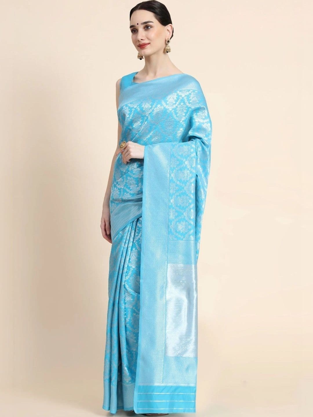 VS MALL Ethnic Motifs Zari Banarasi Saree thumbnail 5