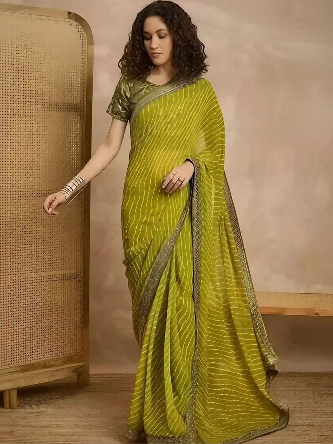 RENBRIZA Leheriya Poly Georgette Saree - view 1