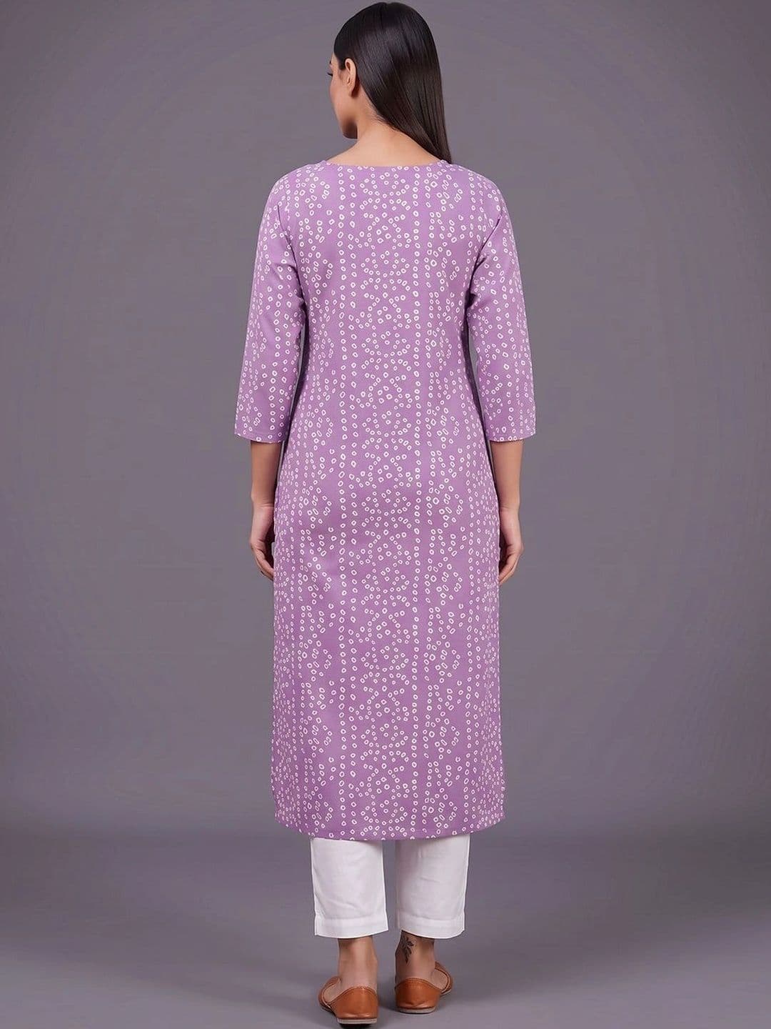 Navibhu Women Bandhani Printed Mirror Work Kurta thumbnail 4