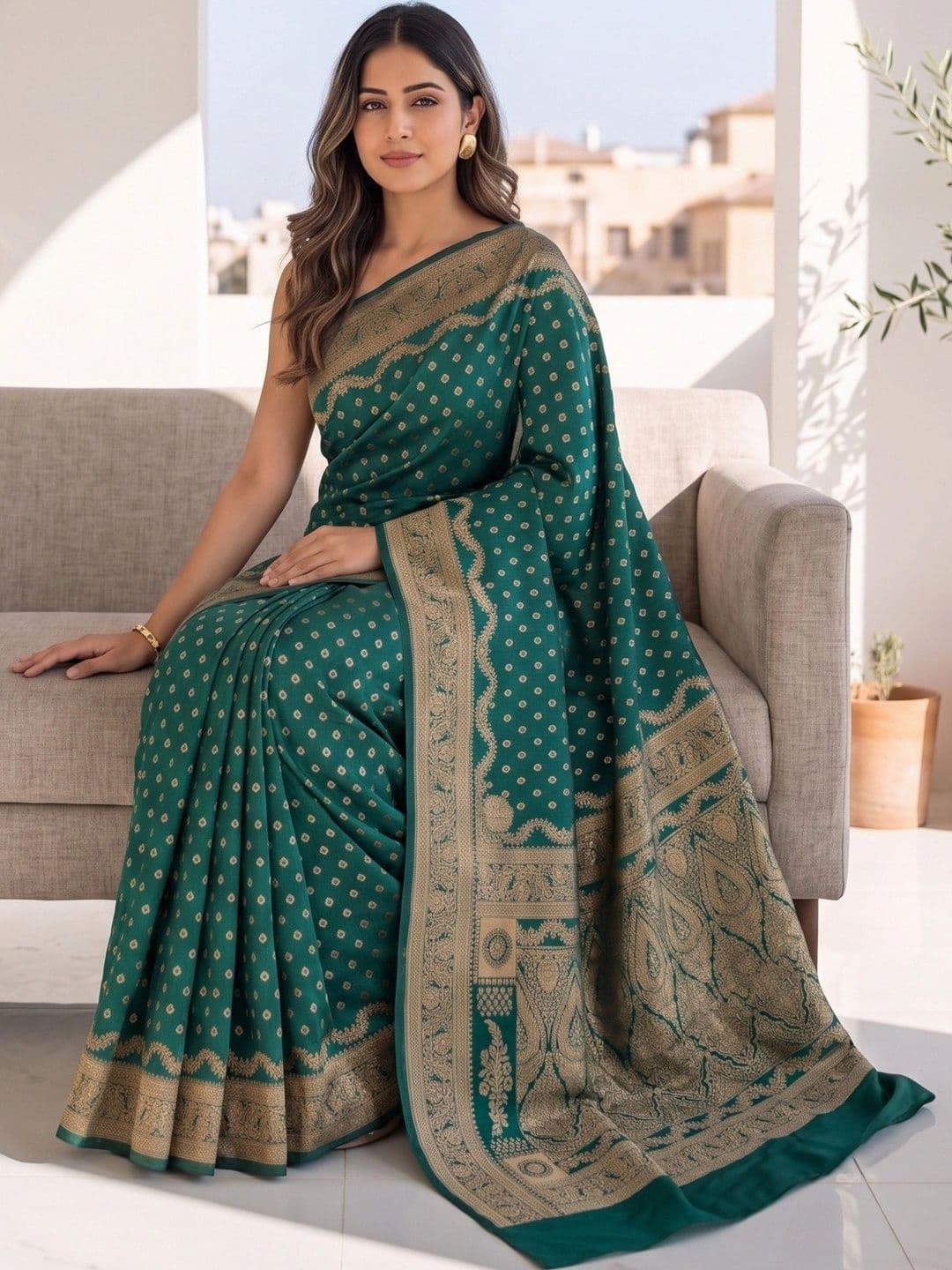 ROOP RADHIKA Woven Design Zari Silk Blend Designer Banarasi Saree thumbnail 3