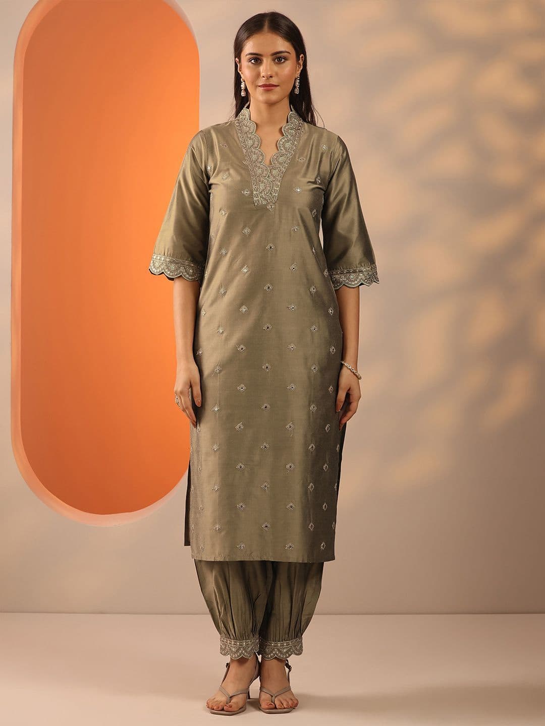 Gerua By Libas Women Ethnic Motifs Embroidered Regular Thread Work Kurta with Salwar - view 1