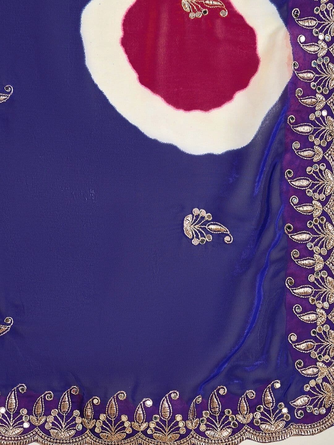 KALINI Tie and Dye Embroidered Pure Georgette Fusion Saree thumbnail 7