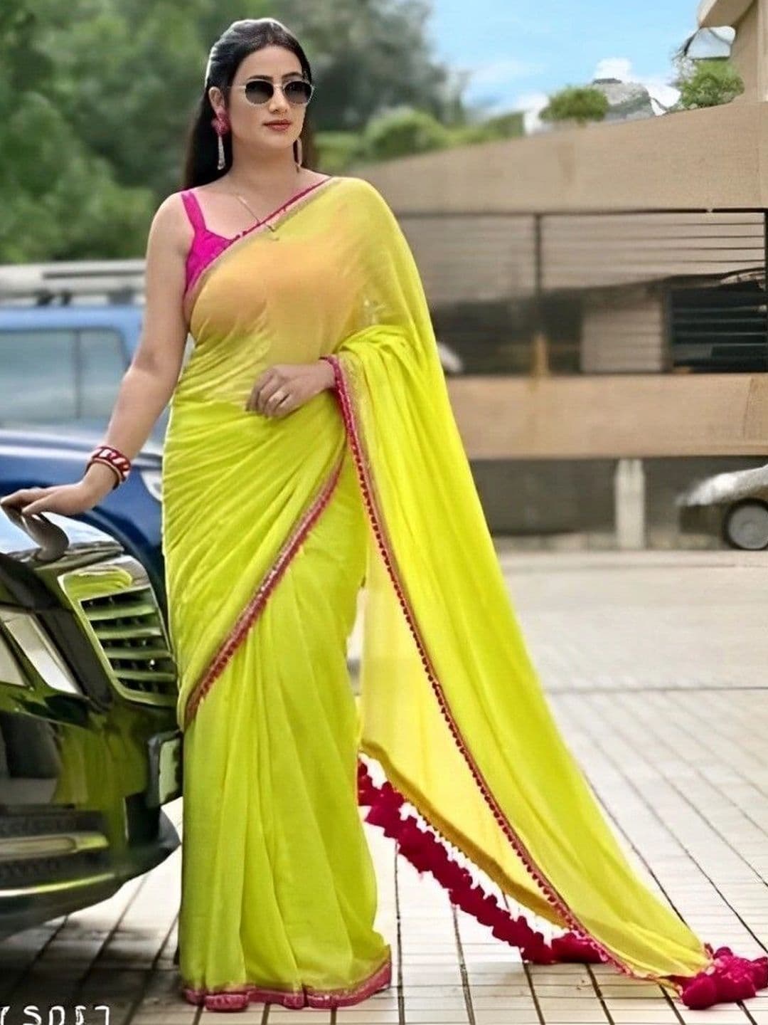 RENBRIZA Poly Georgette Saree - view 1
