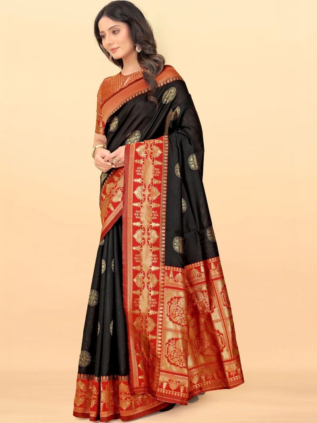 VS MALL Ethnic Motifs Zari Banarasi Saree thumbnail 6