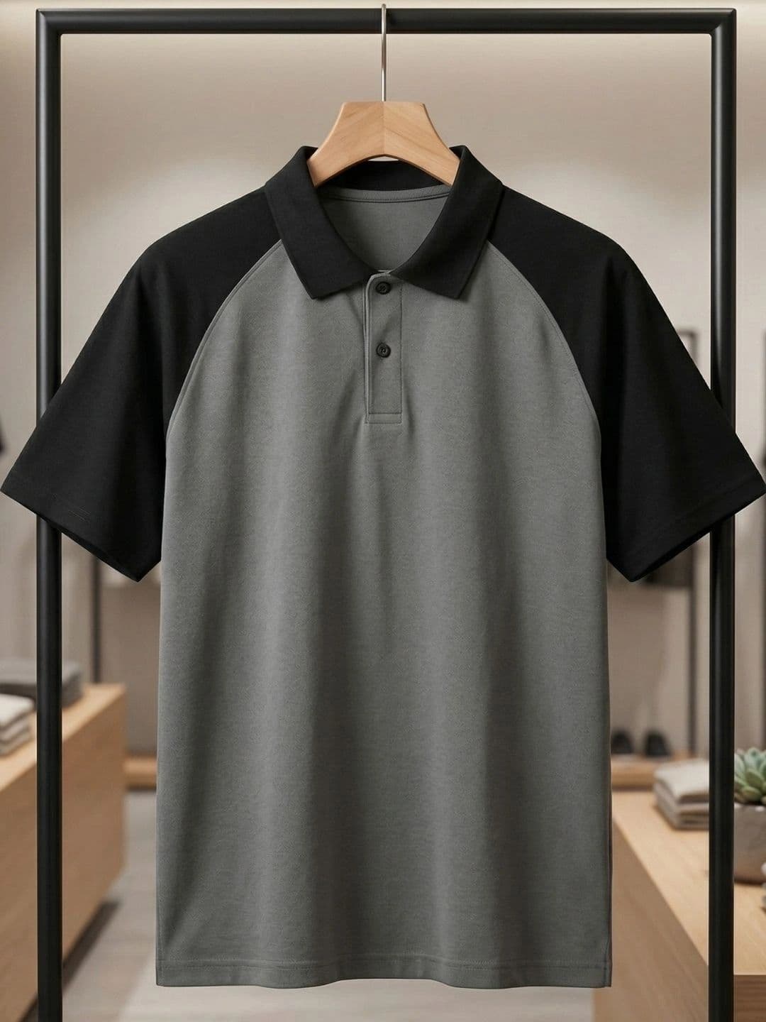 HERE&NOW Men Colourblocked Polo Collar T-shirt thumbnail 3