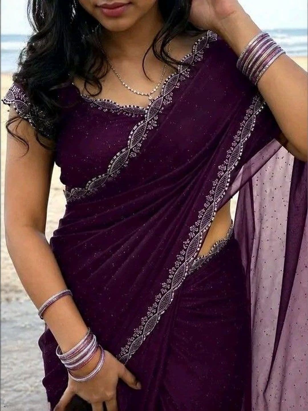 RENBRIZA Poly Georgette Saree - view 1