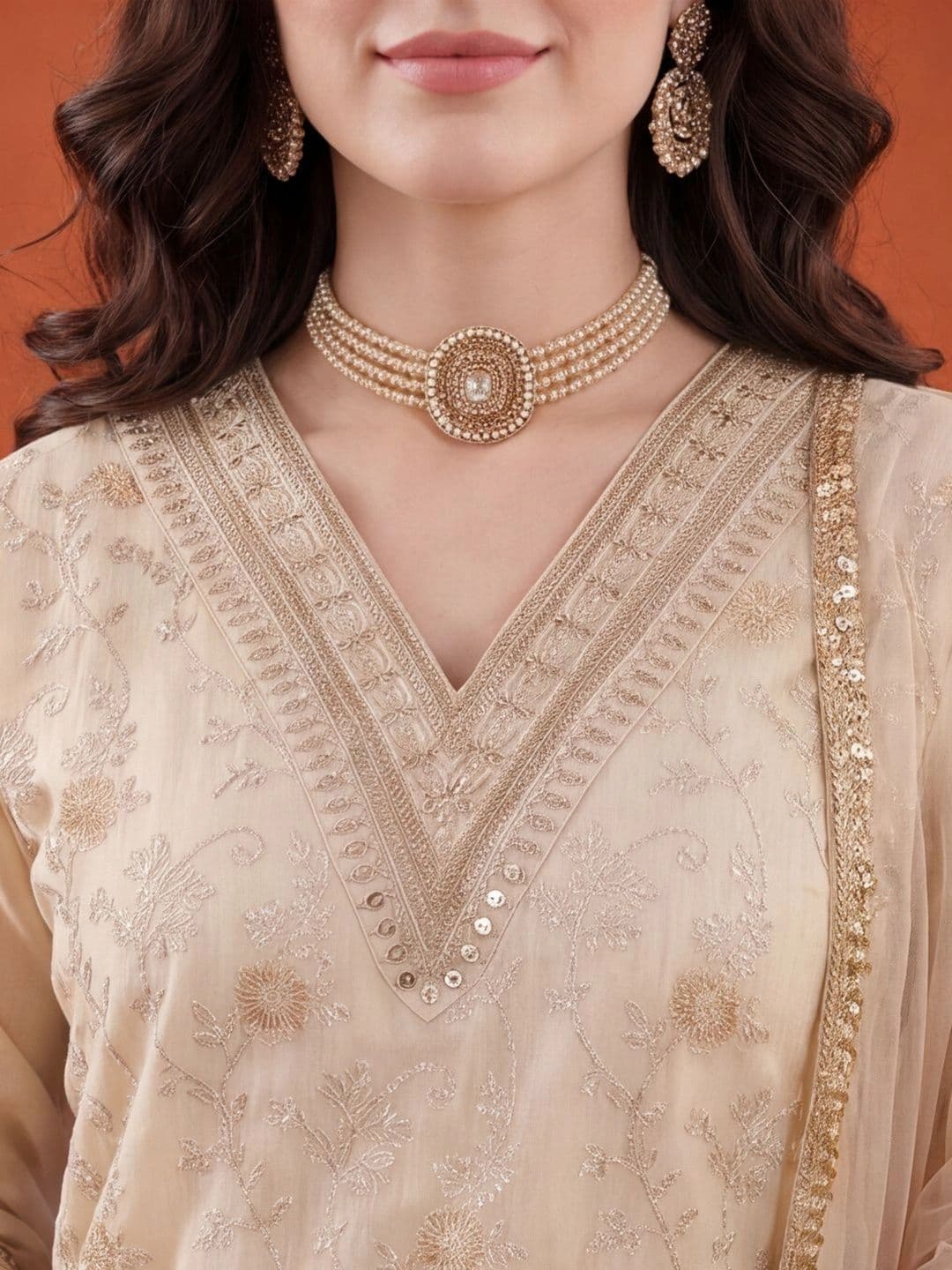 Anouk Women Ethnic Motifs Embroidered Regular Kurta with Trousers & With Dupatta thumbnail 5