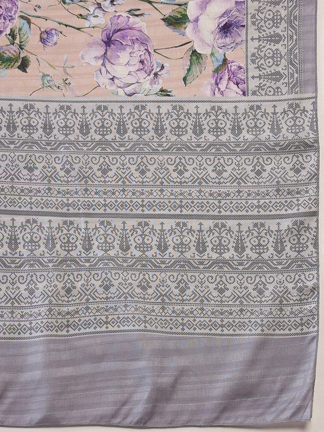 Anouk Floral Embroidered Silk Blend Designer Saree thumbnail 7