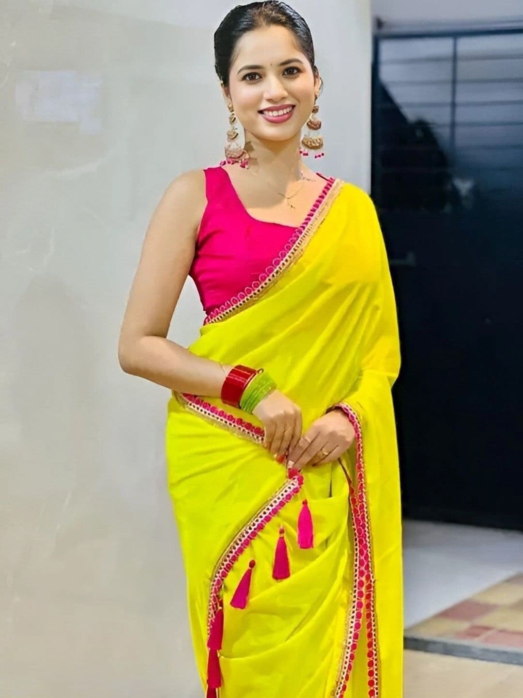RENBRIZA Poly Georgette Saree - view 1