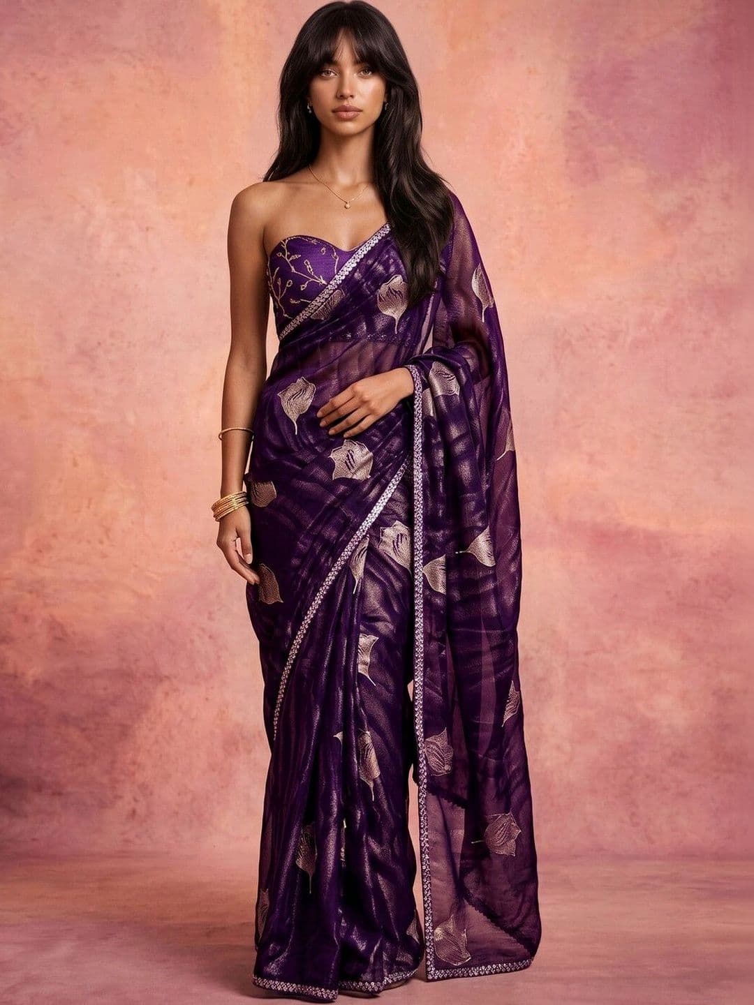 DRIP CHOWK Woven Design Embroidered Pure Georgette Saree - view 1