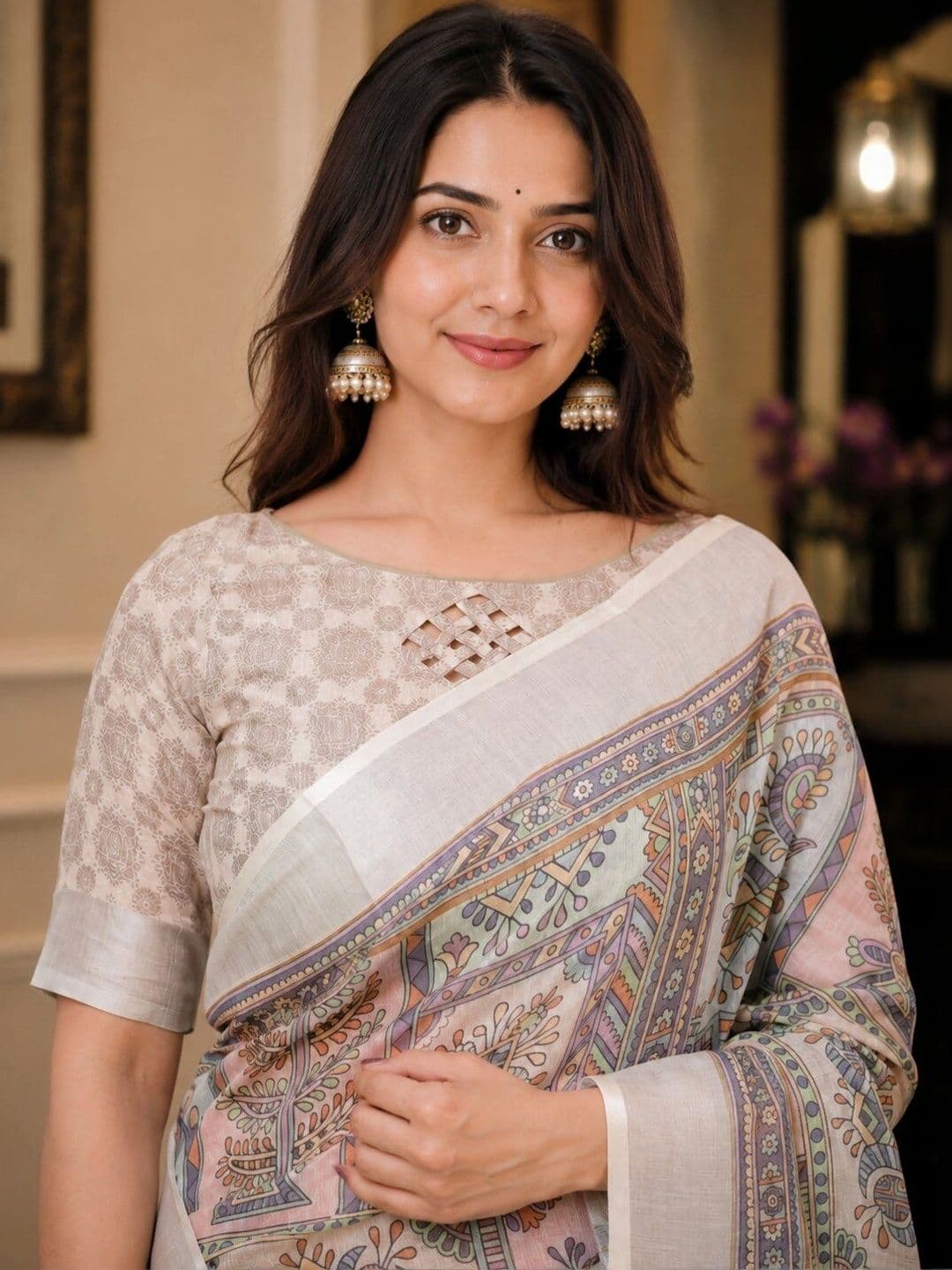 HERE&NOW Linen Blend Bhagalpuri Saree thumbnail 2