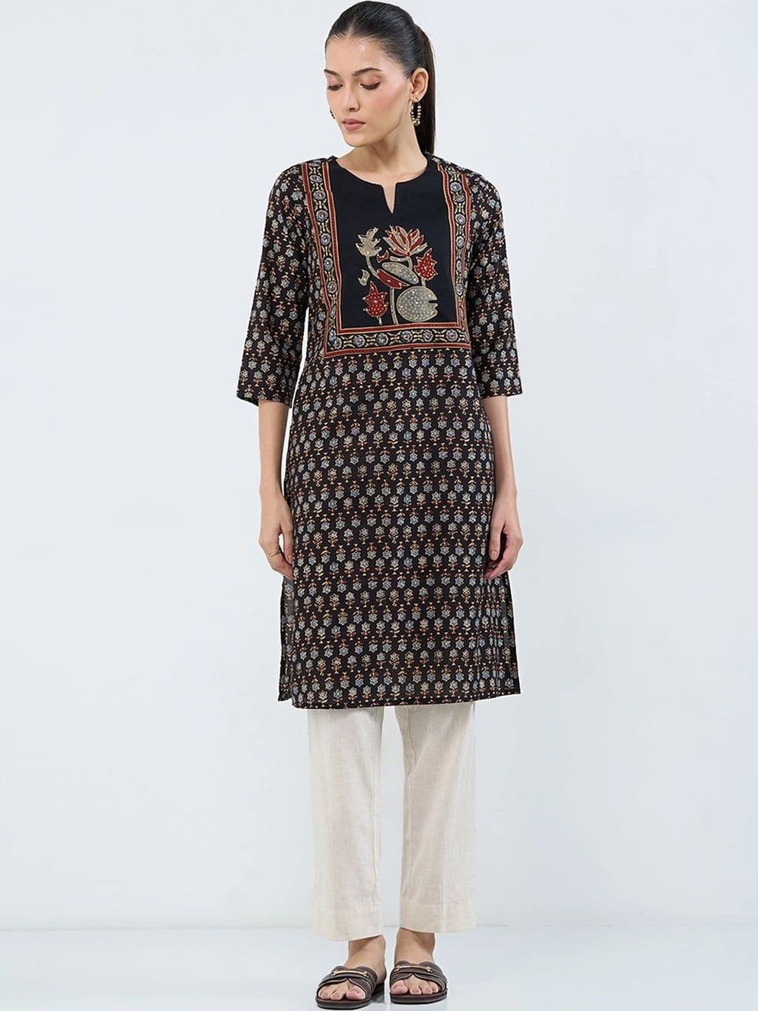 RANGMANCH BY PANTALOONS Women Ethnic Motifs Printed Sequinned Indie Prints Kurta thumbnail 2