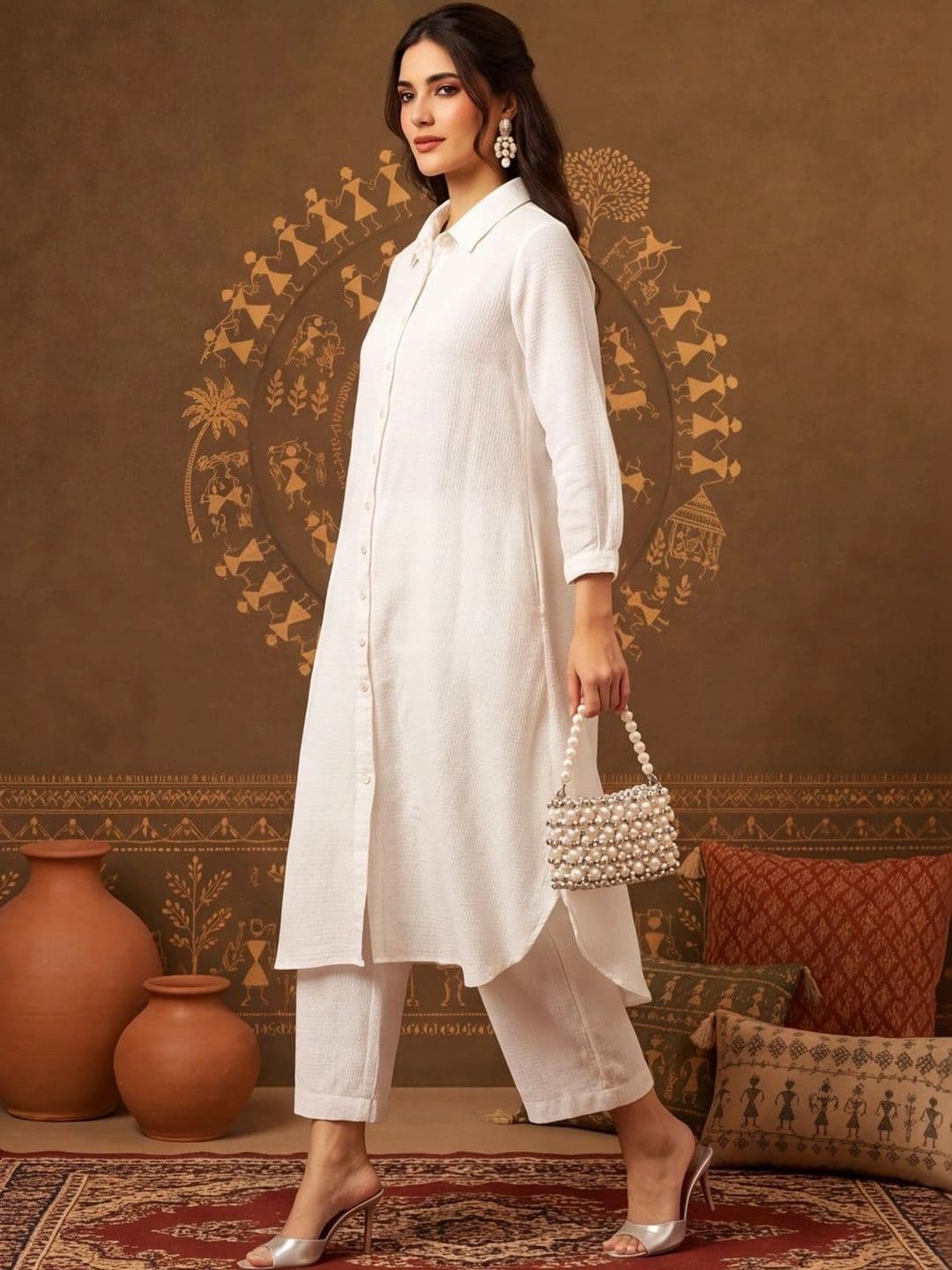 Anouk Women Regular Pure Cotton Kurta with Trousers thumbnail 3