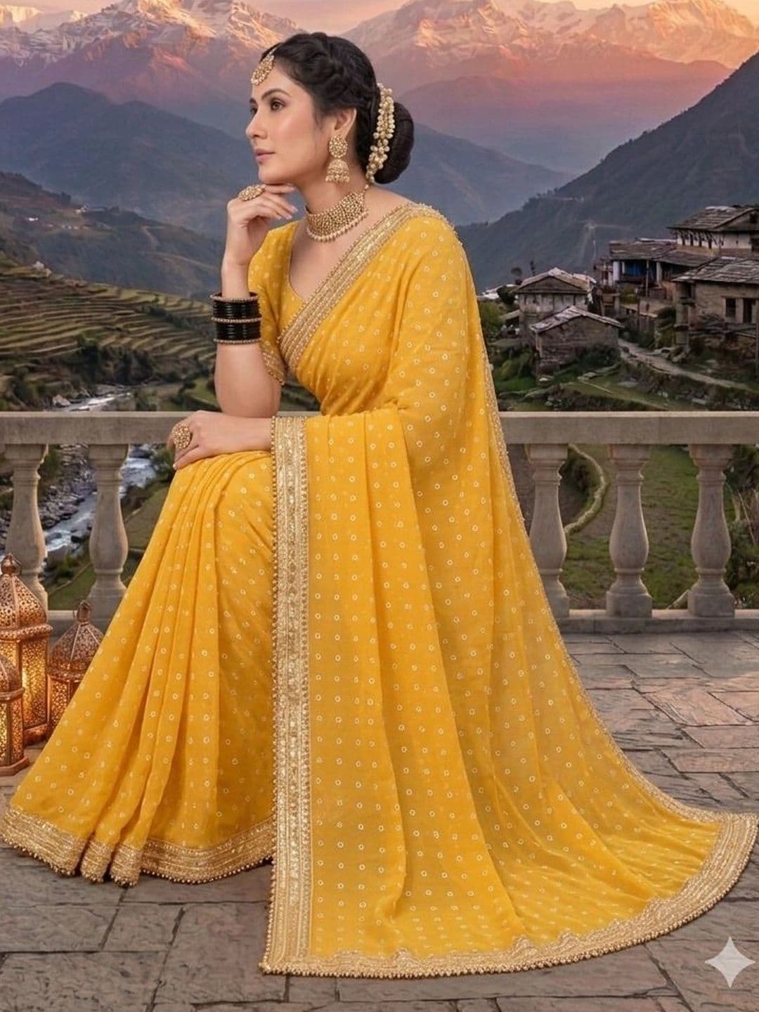 shreecre Bandhani Pure Georgette Saree thumbnail 4