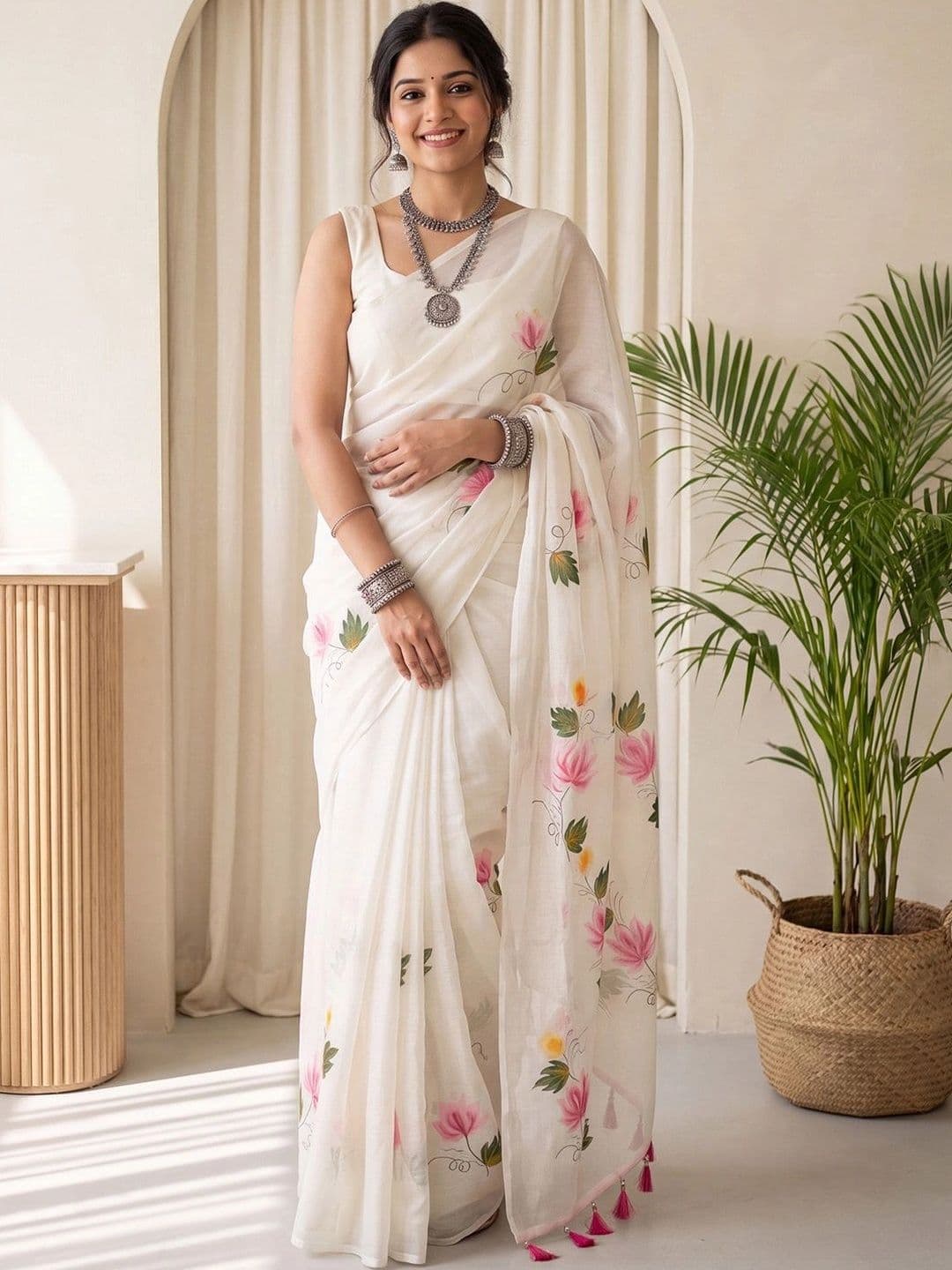 Anouk Floral Poly Chiffon Designer Saree - view 1