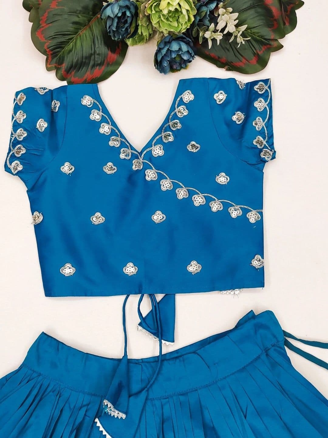 Sangria Girls Embroidered Mirror Work Ready to Wear Lehenga & thumbnail 5