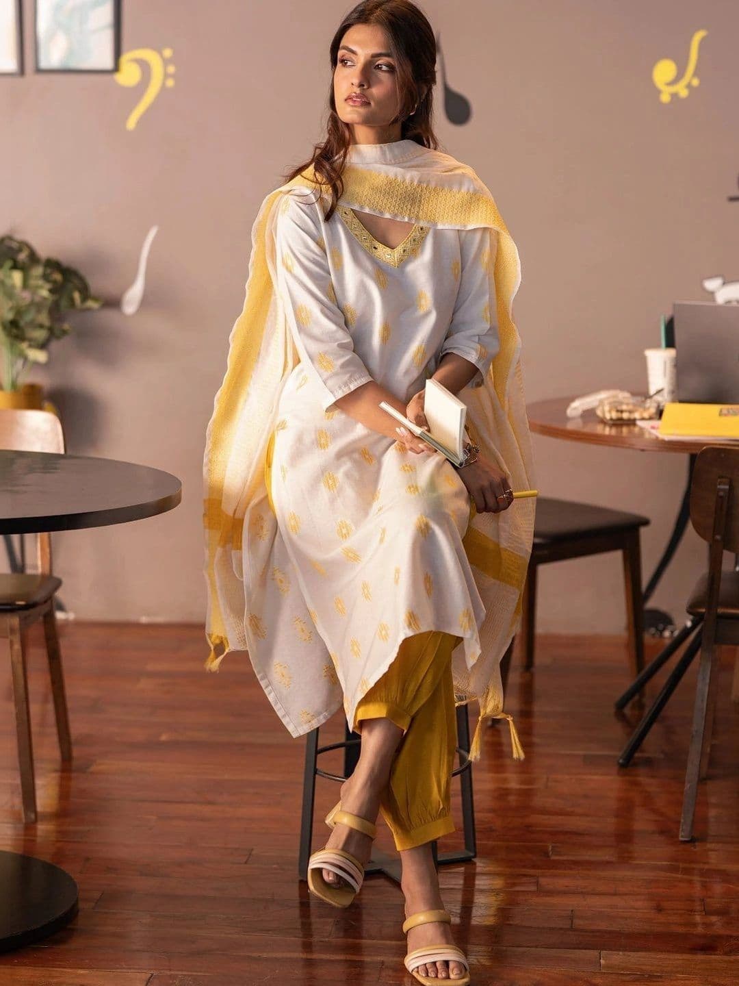 Libas Women Regular Mirror Work Kurta with Salwar & With Dupatta - view 1