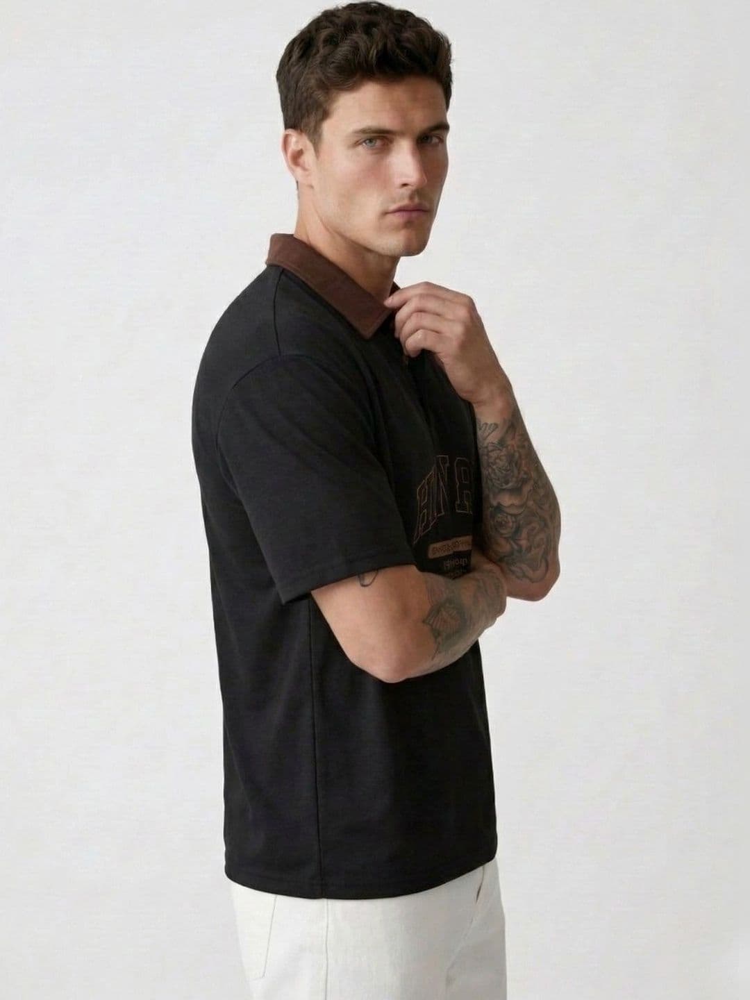 HERE&NOW Men Typography Printed Polo Collar T-shirt thumbnail 5