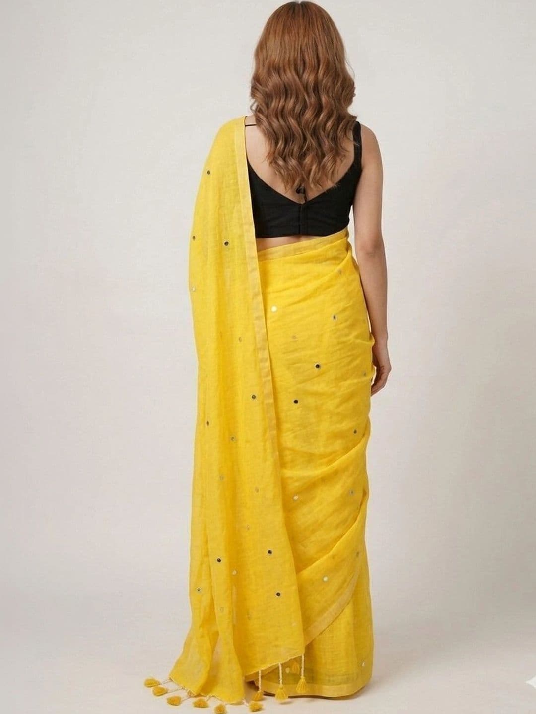 TANTSHREE Mirror Work Pure Cotton Saree thumbnail 2