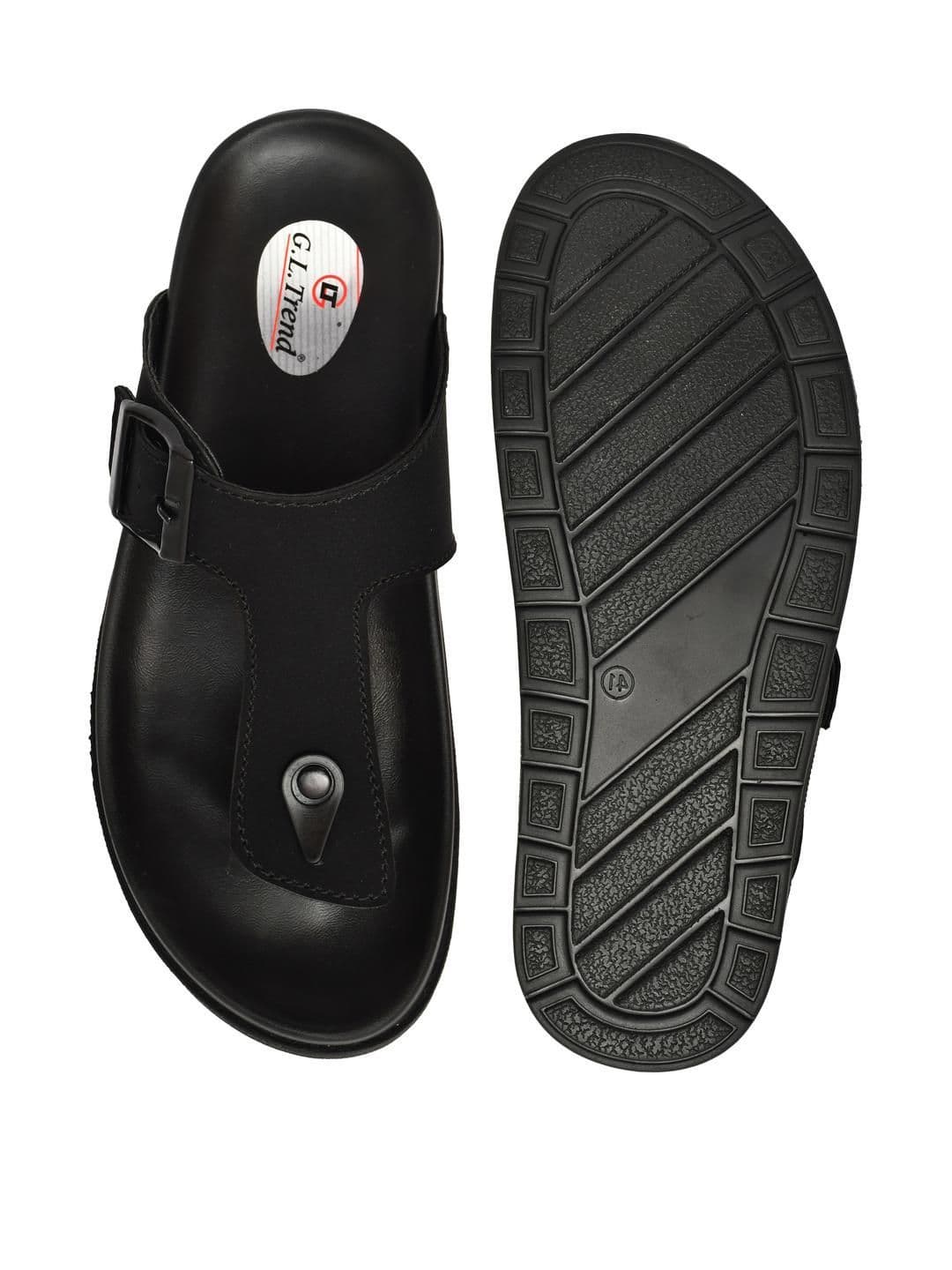 G L Trend Black Leather Sandals thumbnail 3