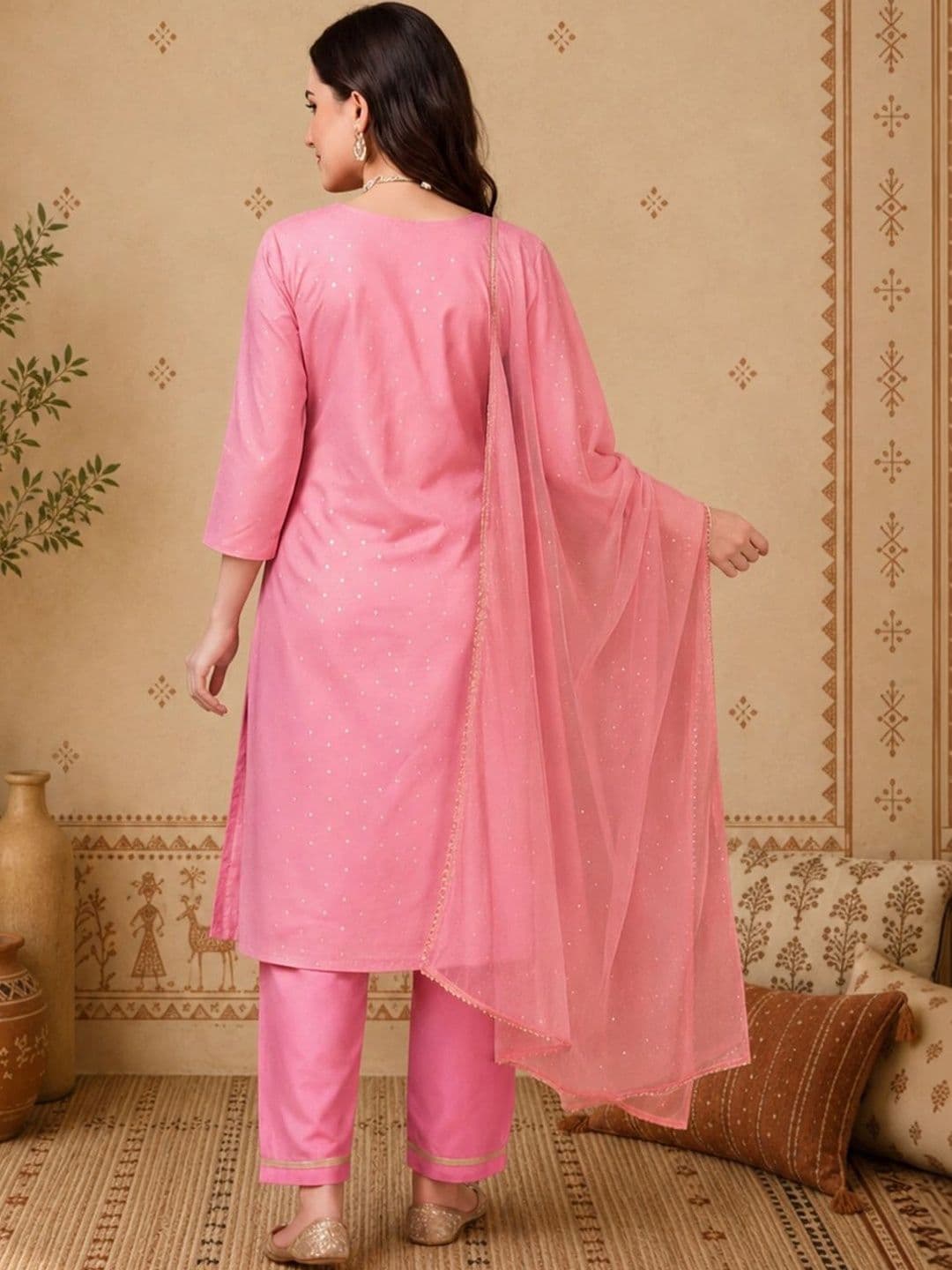 Anouk Women Printed Regular Kurta with Trousers & With Dupatta thumbnail 3