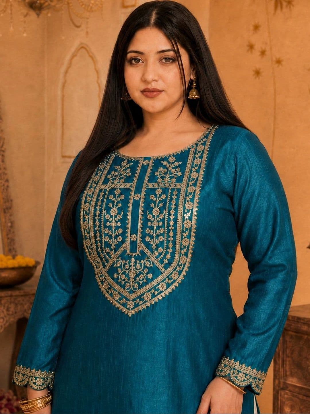 FULL BLOOM Women Ethnic Motifs Embroidered Kurta thumbnail 3