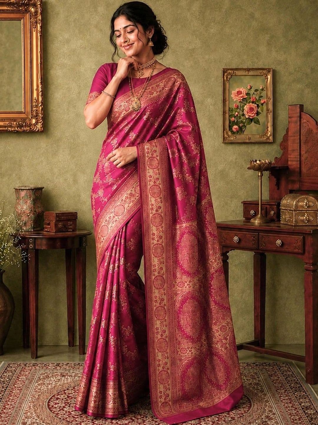 SAMANTHA Woven Design Zari Silk Blend Paithani Saree - view 1