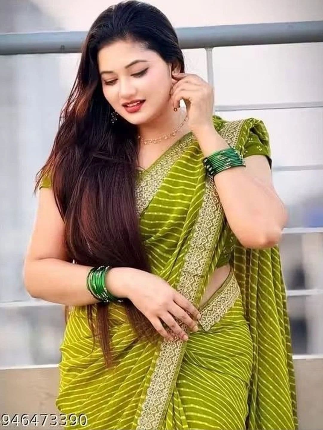 RENBRIZA Striped Poly Georgette Saree thumbnail 5
