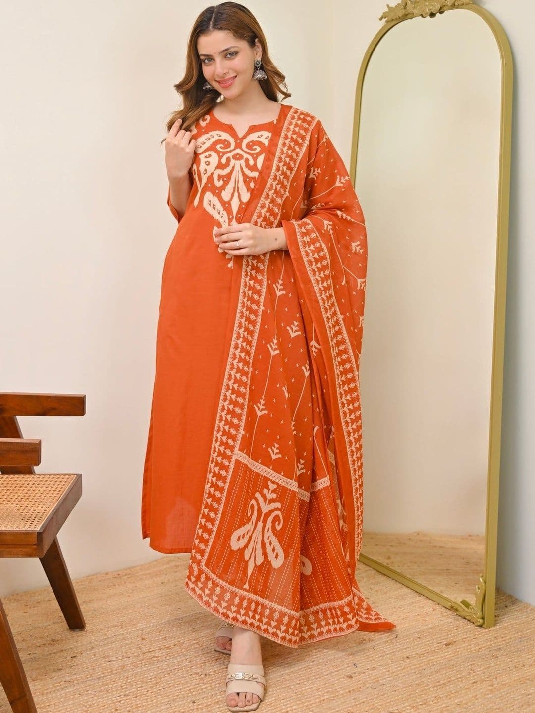 Anouk Women Ethnic Motifs Printed Regular Kurta with Trousers & With Dupatta thumbnail 2