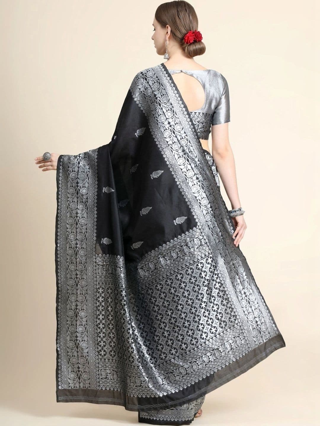 VS MALL Ethnic Motifs Zari Banarasi Saree thumbnail 3