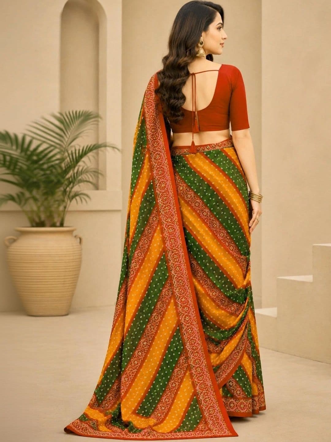 SAMANTHA Bandhani Poly Georgette Leheriya Saree thumbnail 7
