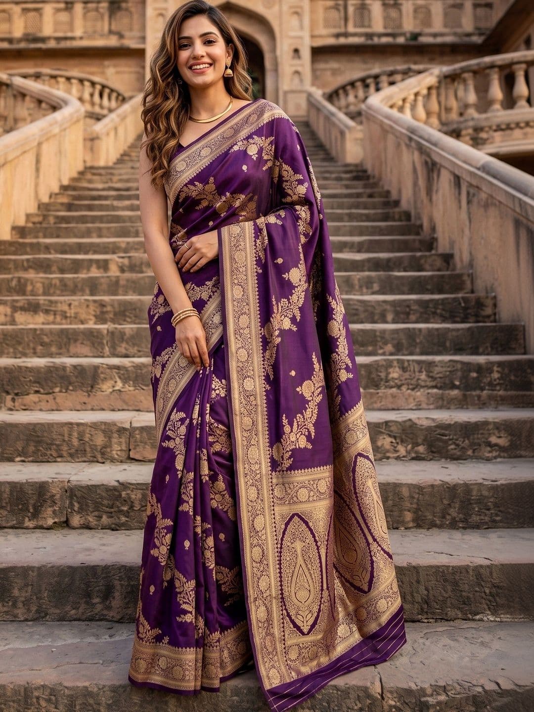 ROOP RADHIKA Woven Design Zari Silk Blend Designer Banarasi Saree - view 1
