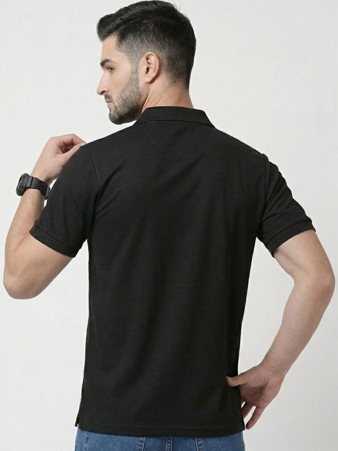 HERE&NOW Men Typography Striped Polo Collar T-shirt thumbnail 4