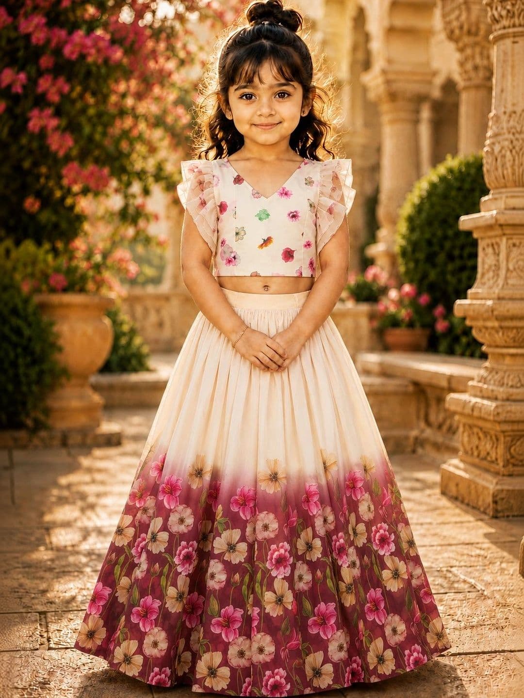 Sangria Girls Printed Ready to Wear Lehenga & - view 1