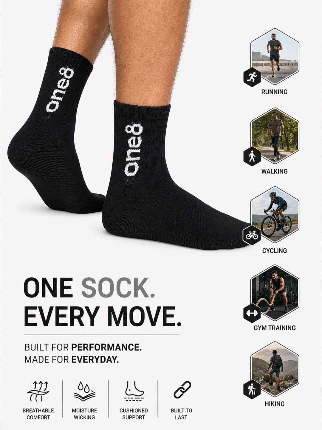 One8 Men Cotton Above Ankle Socks thumbnail 6