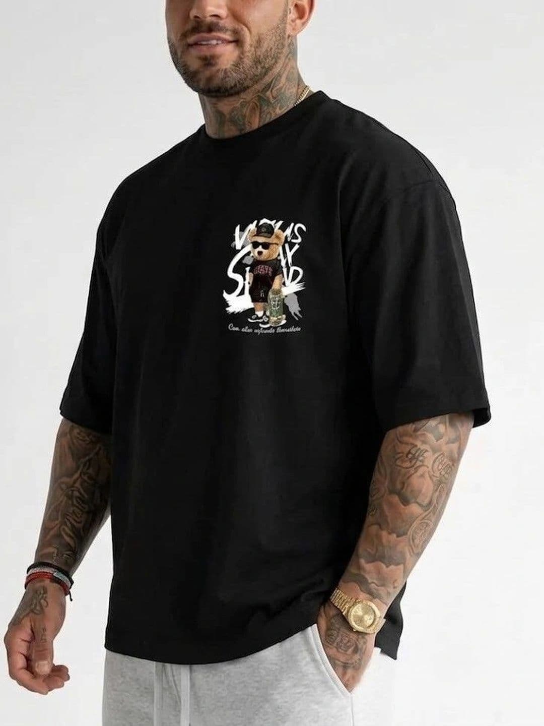 HUMMING TONE Men Printed Drop-Shoulder Sleeves T-shirt - view 1