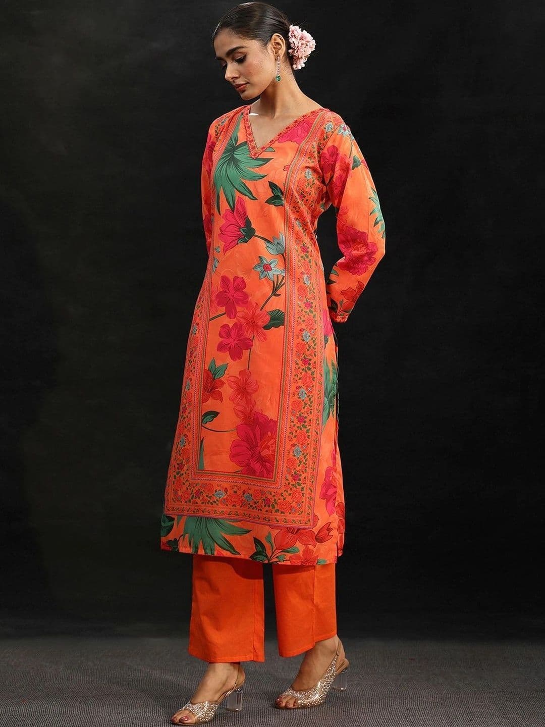 Libas Women Floral Printed Regular Kurta with Trousers & With Dupatta thumbnail 6