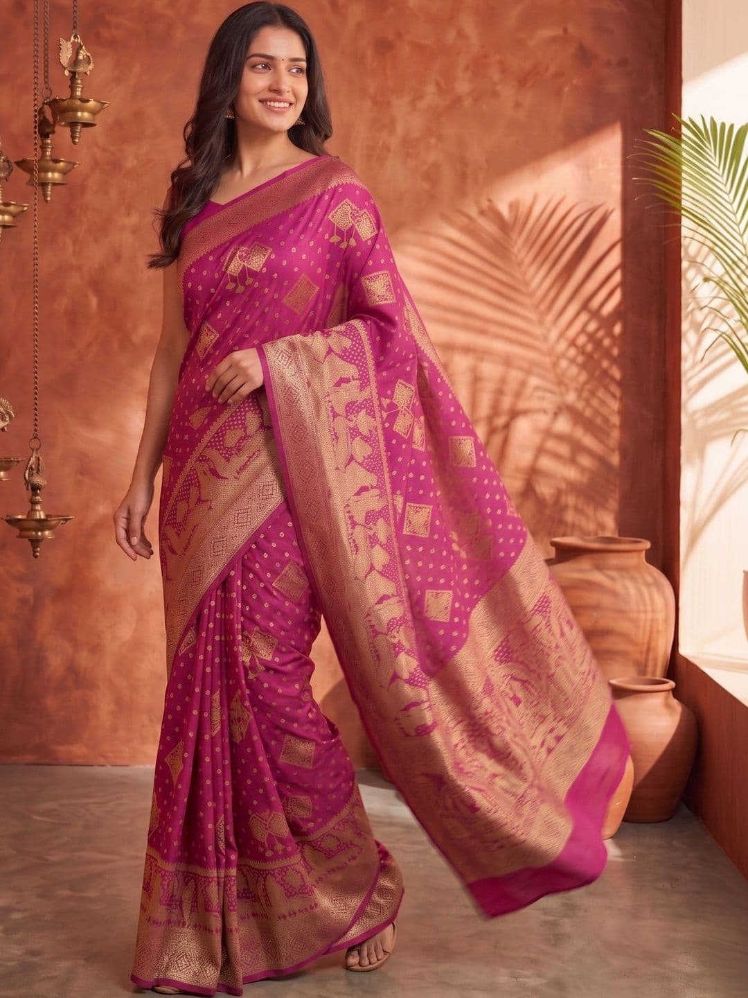 ROOP RADHIKA Woven Design Zari Silk Blend Designer Banarasi Saree thumbnail 3