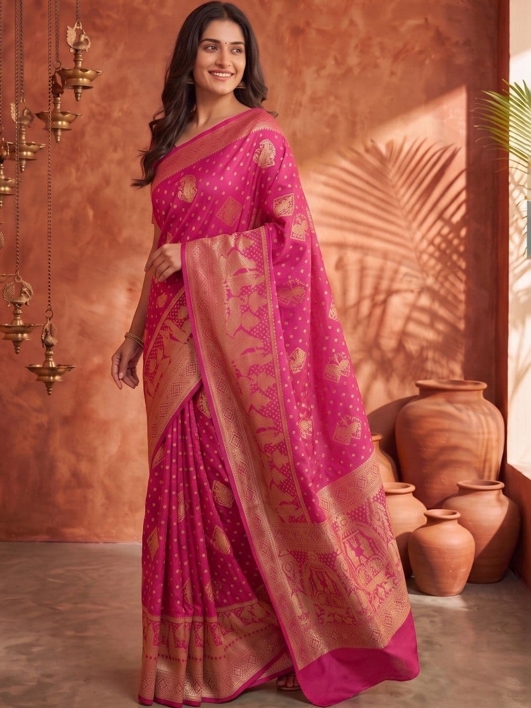 ROOP RADHIKA Woven Design Zari Silk Blend Designer Banarasi Saree thumbnail 2