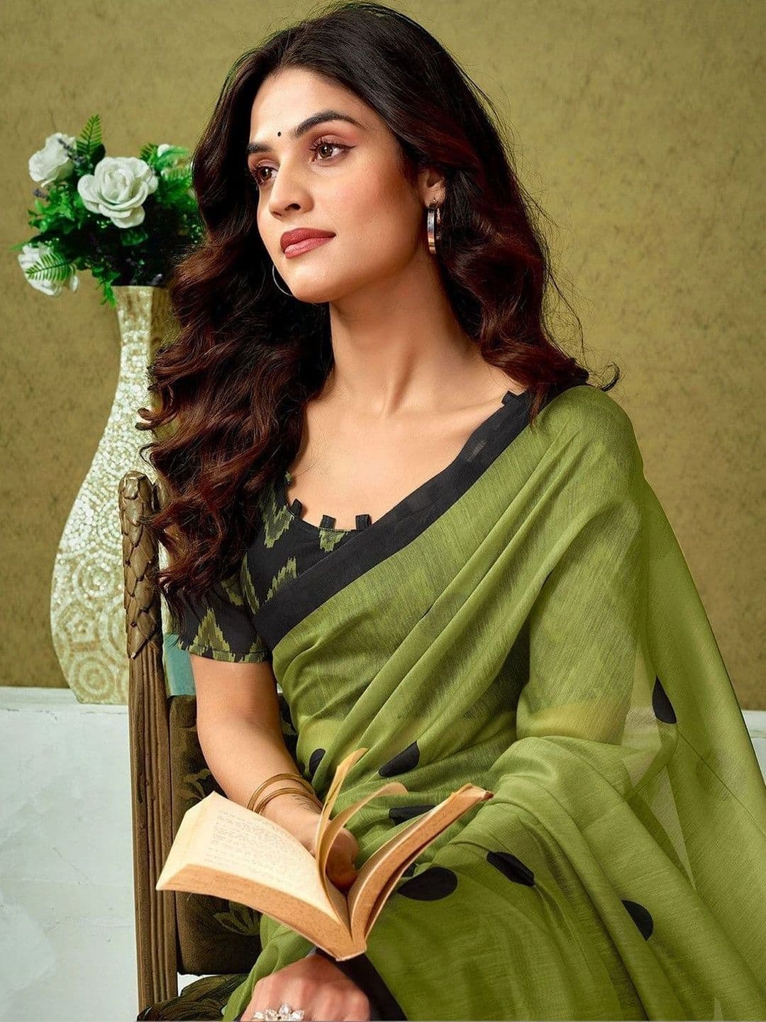 KALINI Polka Dot Fusion Saree thumbnail 4